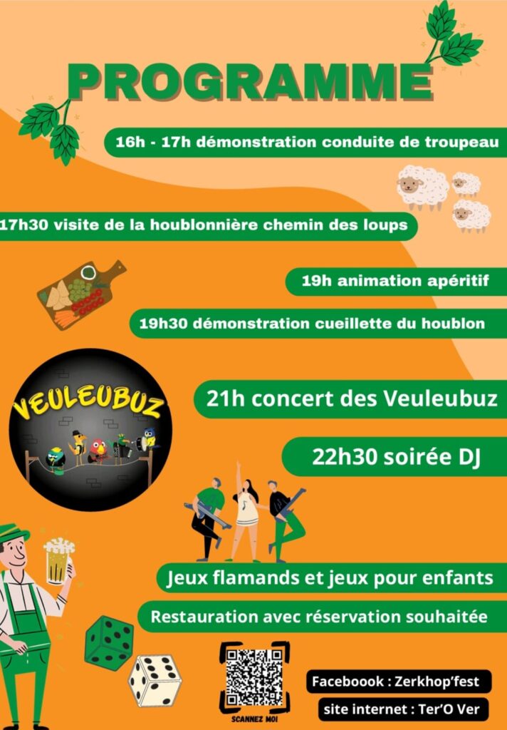 Affiche de la Zerkhop'Fest 2025, fête du houblon à Sercus dans les Flandres Française